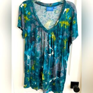 Vera Wang Blue Green Top Medium